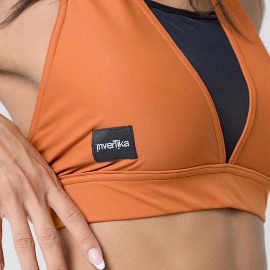 Top donna in lycra e retina per pole dance allenamento e tempo libero Nero