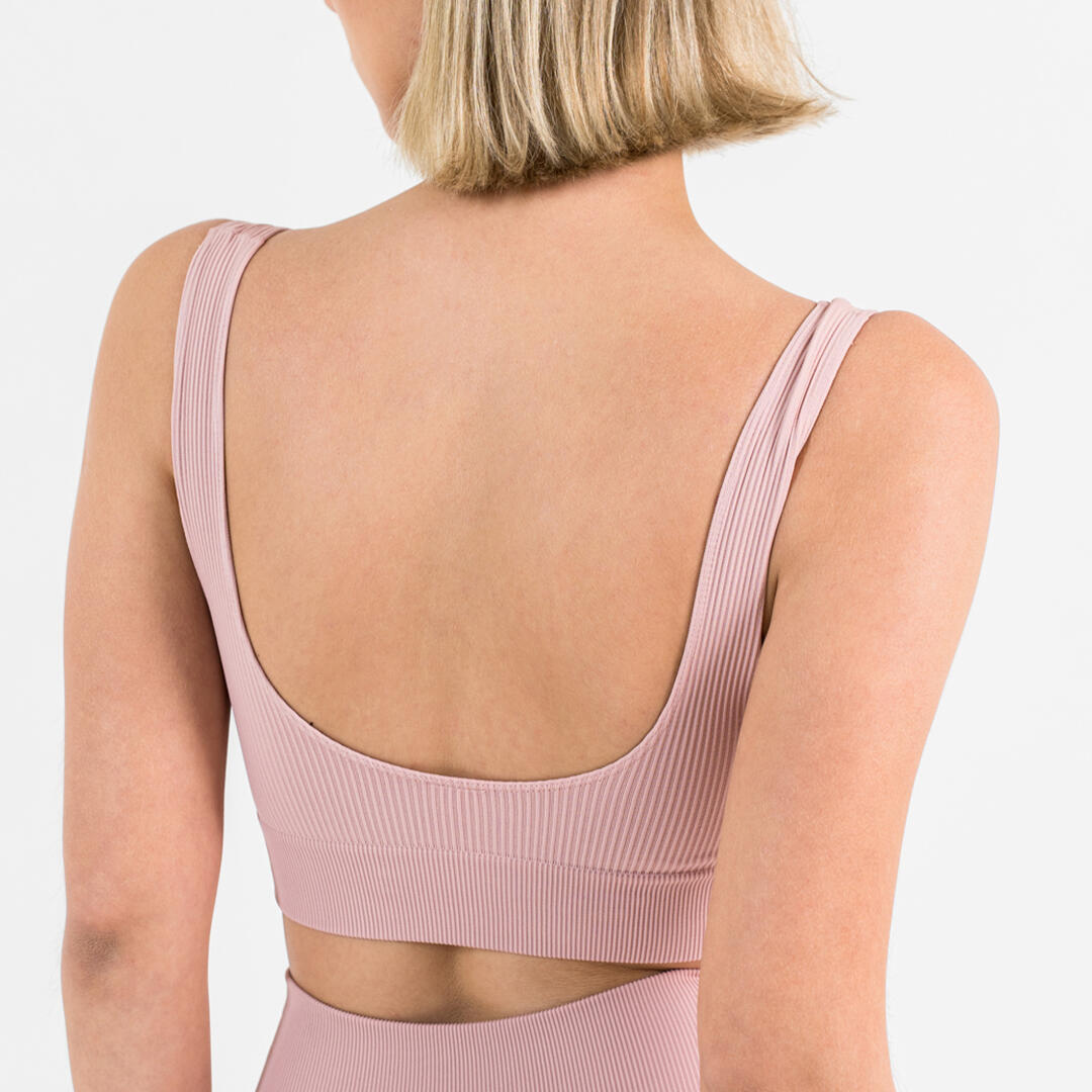 Top donna scollo rotondo push up senza cuciture allenamento tempo libero Rosa 5/5