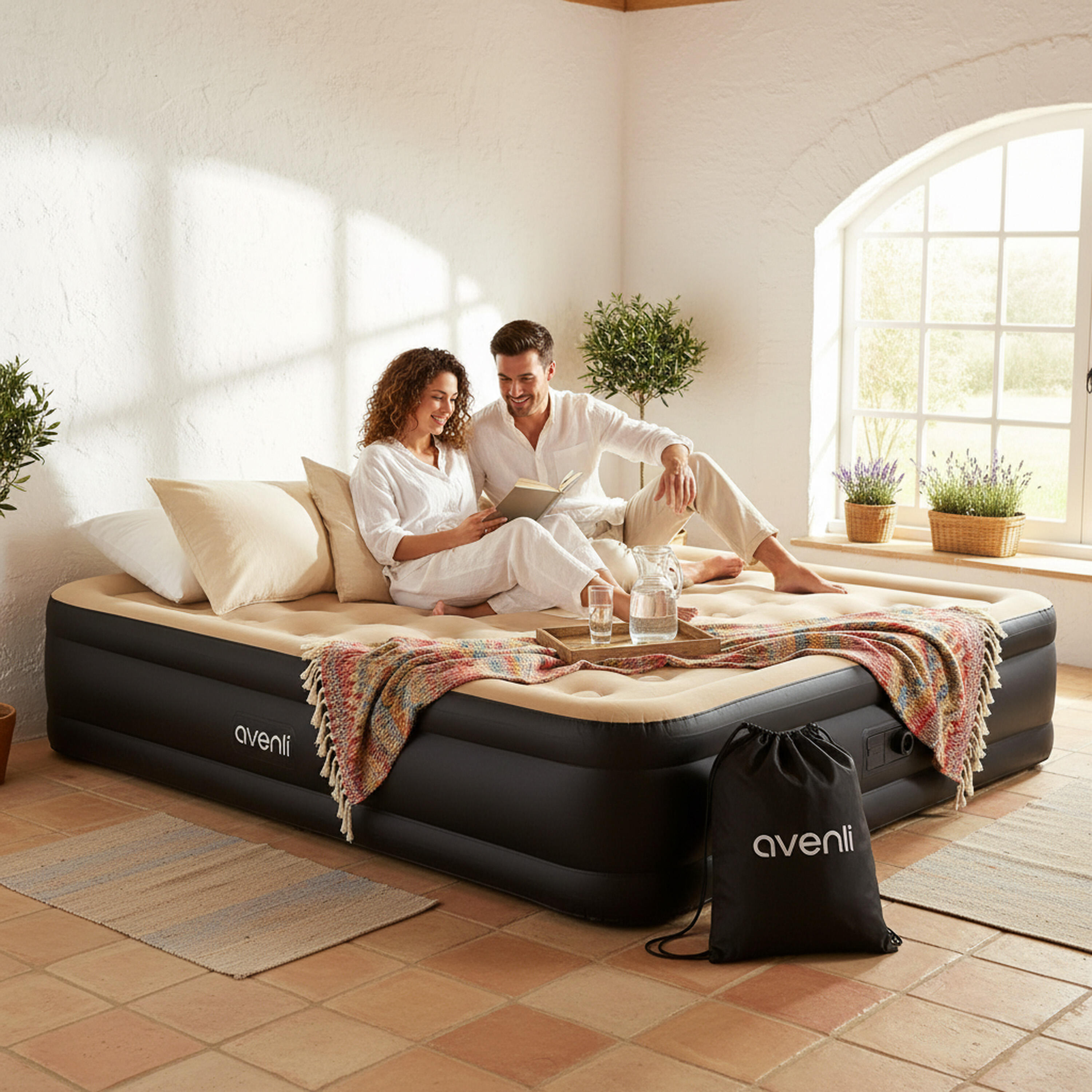 Luftmatratze selbstaufblasend 2 Personen 203x157x47cm Luftbett mit Elektropumpe 2/7