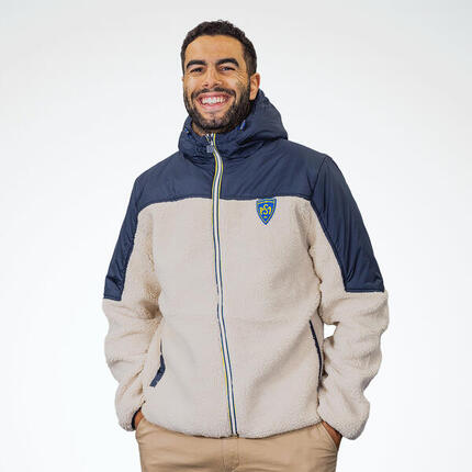Lockmen Sherpa-jacke Mit Kapuze Für Herren Asm Clermont Beige Und Marineblau