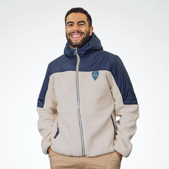 Lockmen Sherpa-jacke Mit Kapuze Für Herren Asm Clermont Beige Und Marineblau