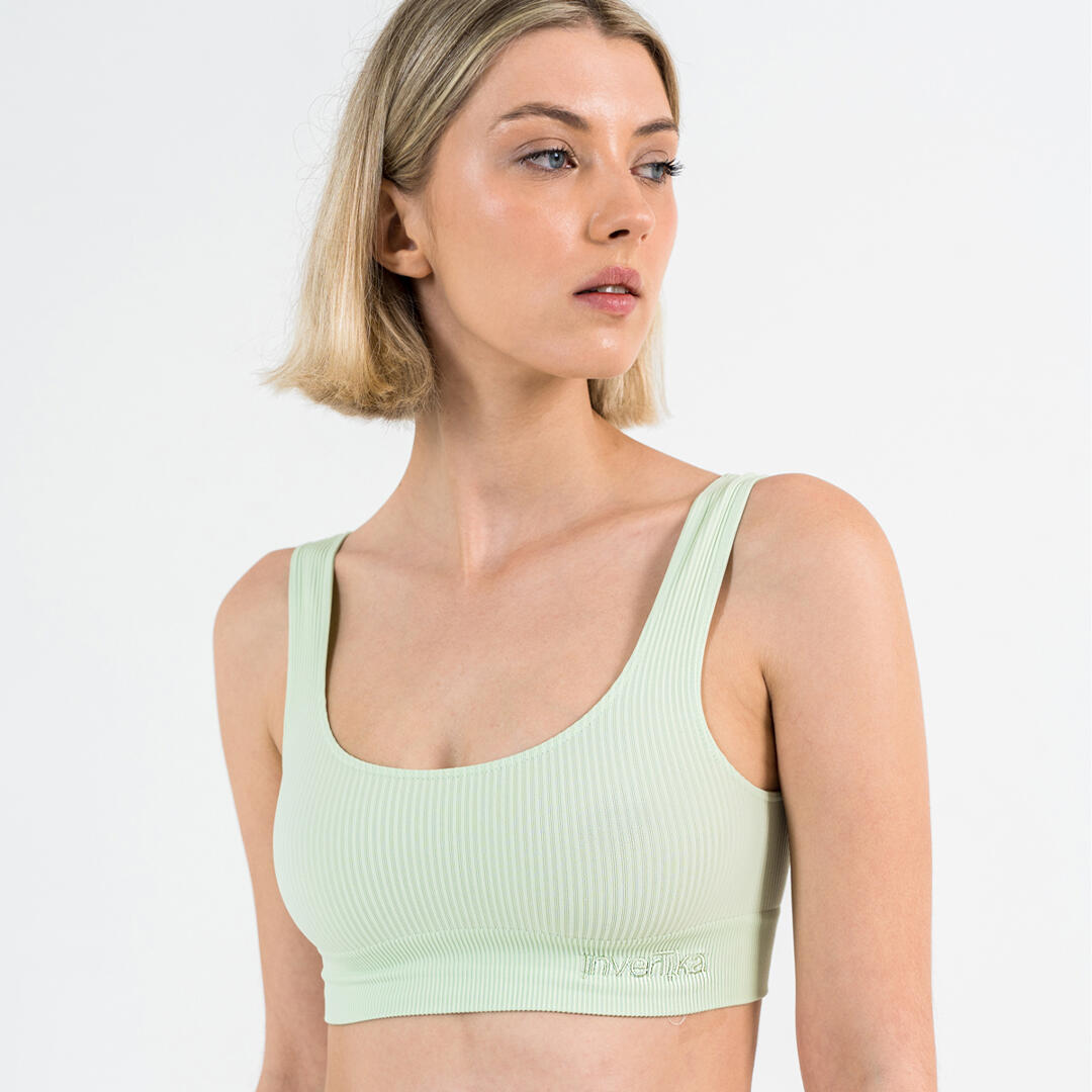 Top donna scollo rotondo push up senza cuciture allenamento tempo libero Menta 2/5