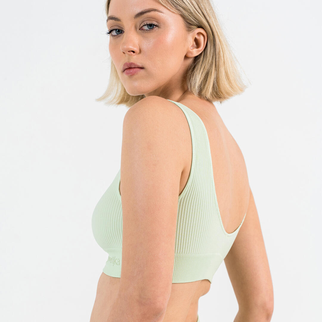 Top donna scollo rotondo push up senza cuciture allenamento tempo libero Menta 4/5