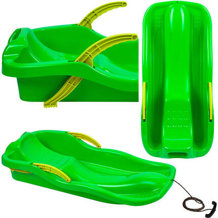 Sanki ślizg dla dzieci z oparciem hamulcem sznurkiem duże plastikowe zielone