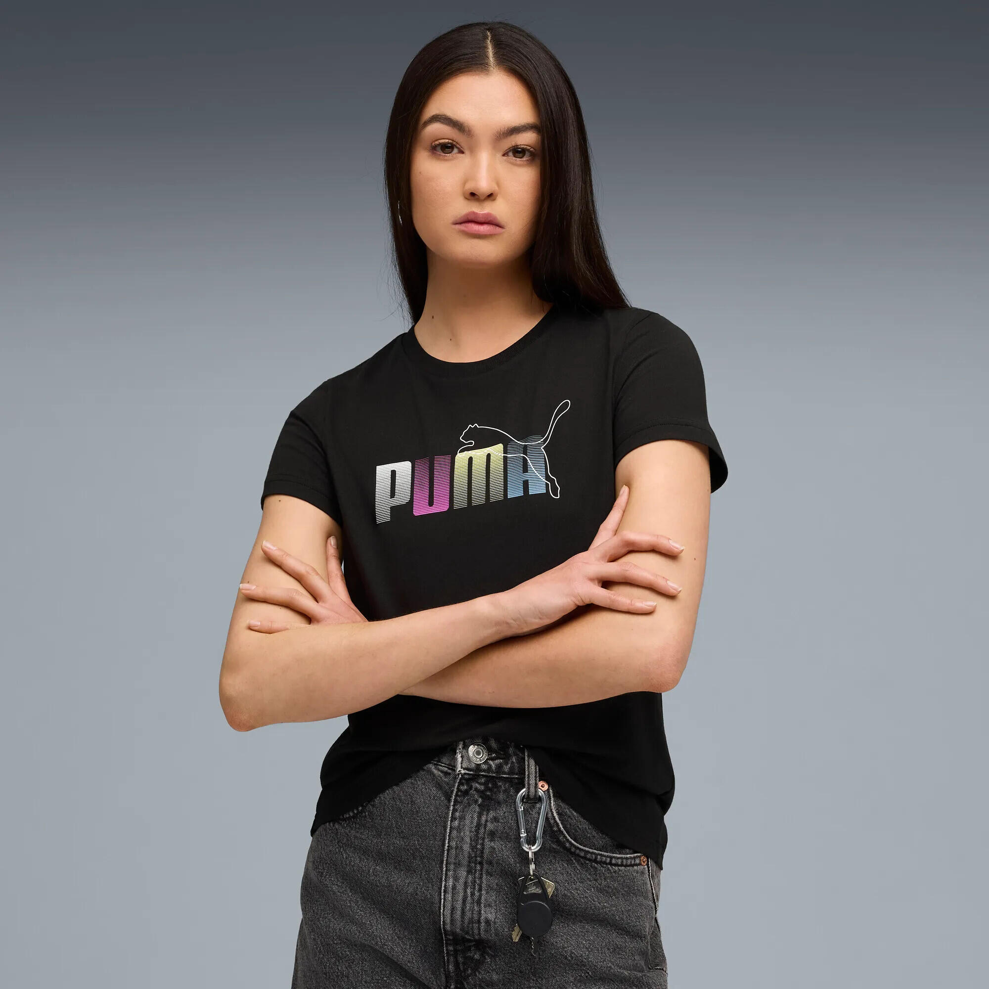 Puma Damen T-Shirt Graphic Stacked Tee 688167 2/9