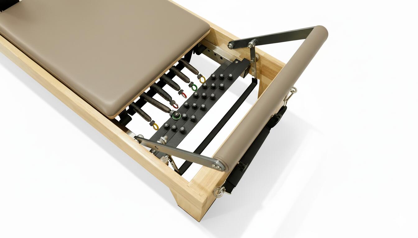Pilates Reformer Semi Tower bege em madeira de carvalho maciço 3/3