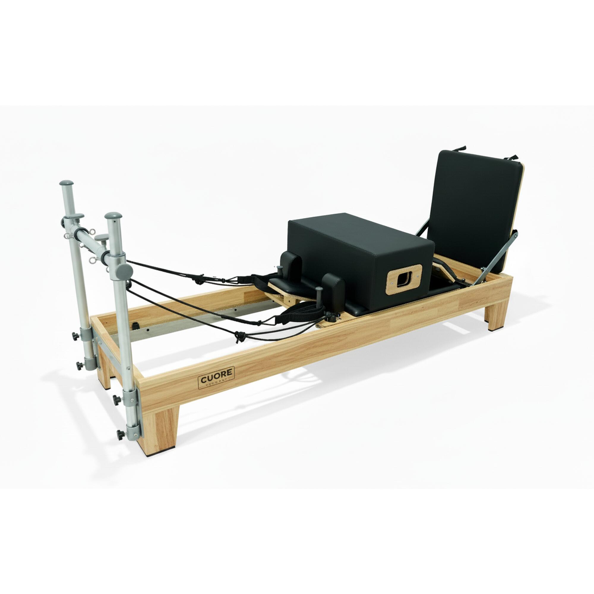 Cuorepilates - Reformer Pilates Semi Tower Noir En Bois De Chêne Massif - Pilates Réformateur - Marron|noir - Decathlon