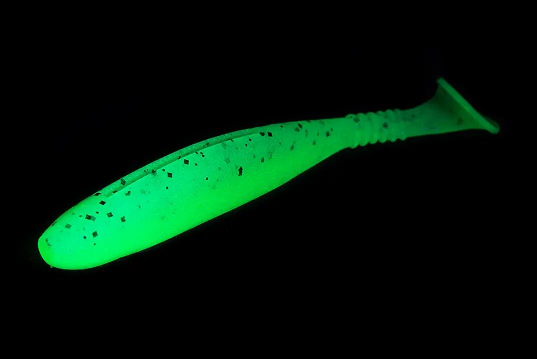 Appât souple Daiwa D'Fin motif UV Chartreuse Tiger 2/4