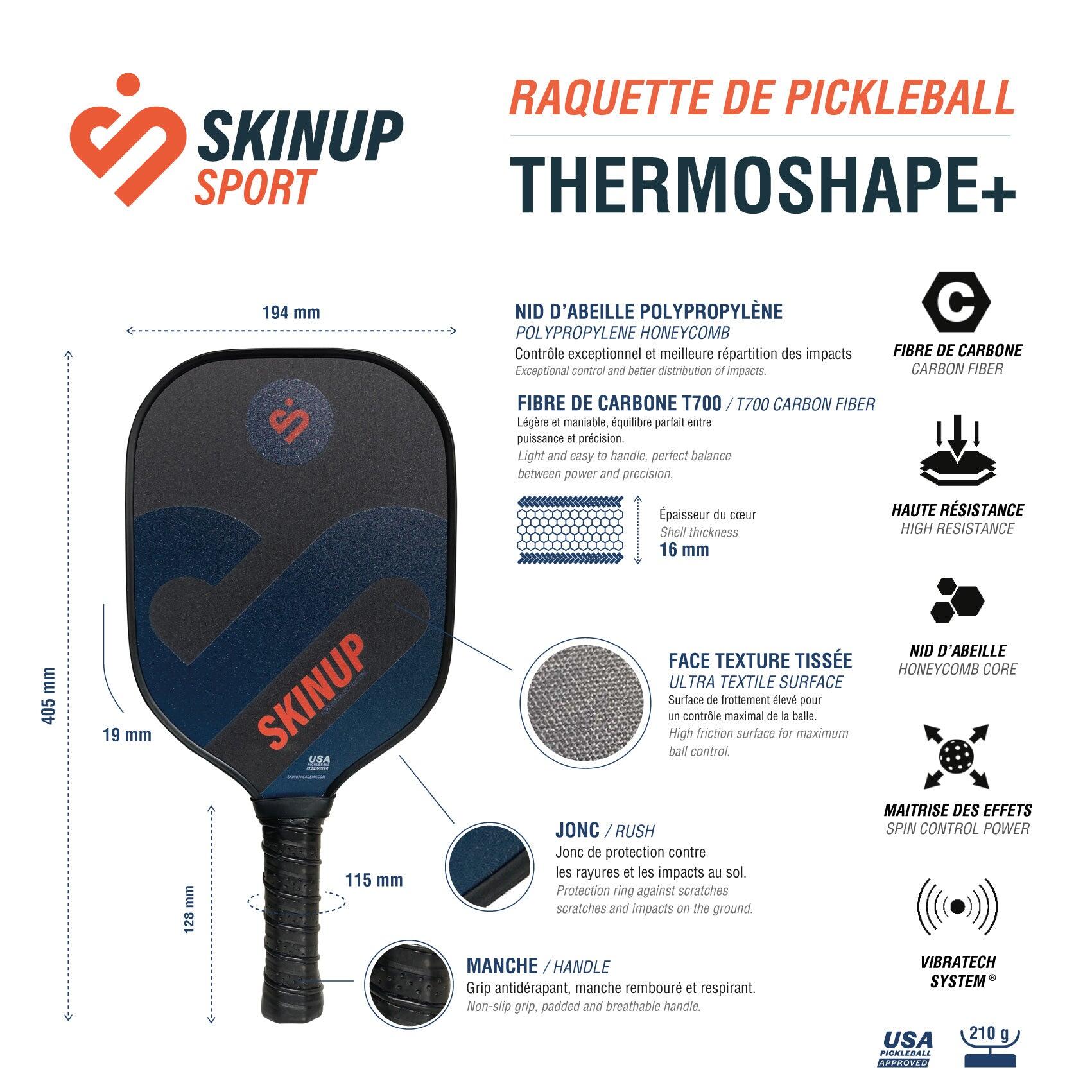 Pala de pickleball SKINUP Sport Thermoshape+ negra 5/5