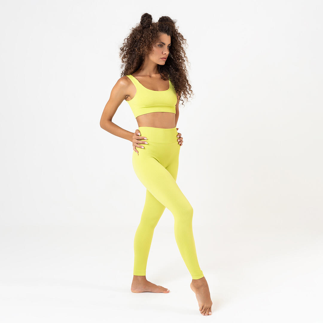 Top donna scollo rotondo push up senza cuciture allenamento tempo libero Lime 6/6