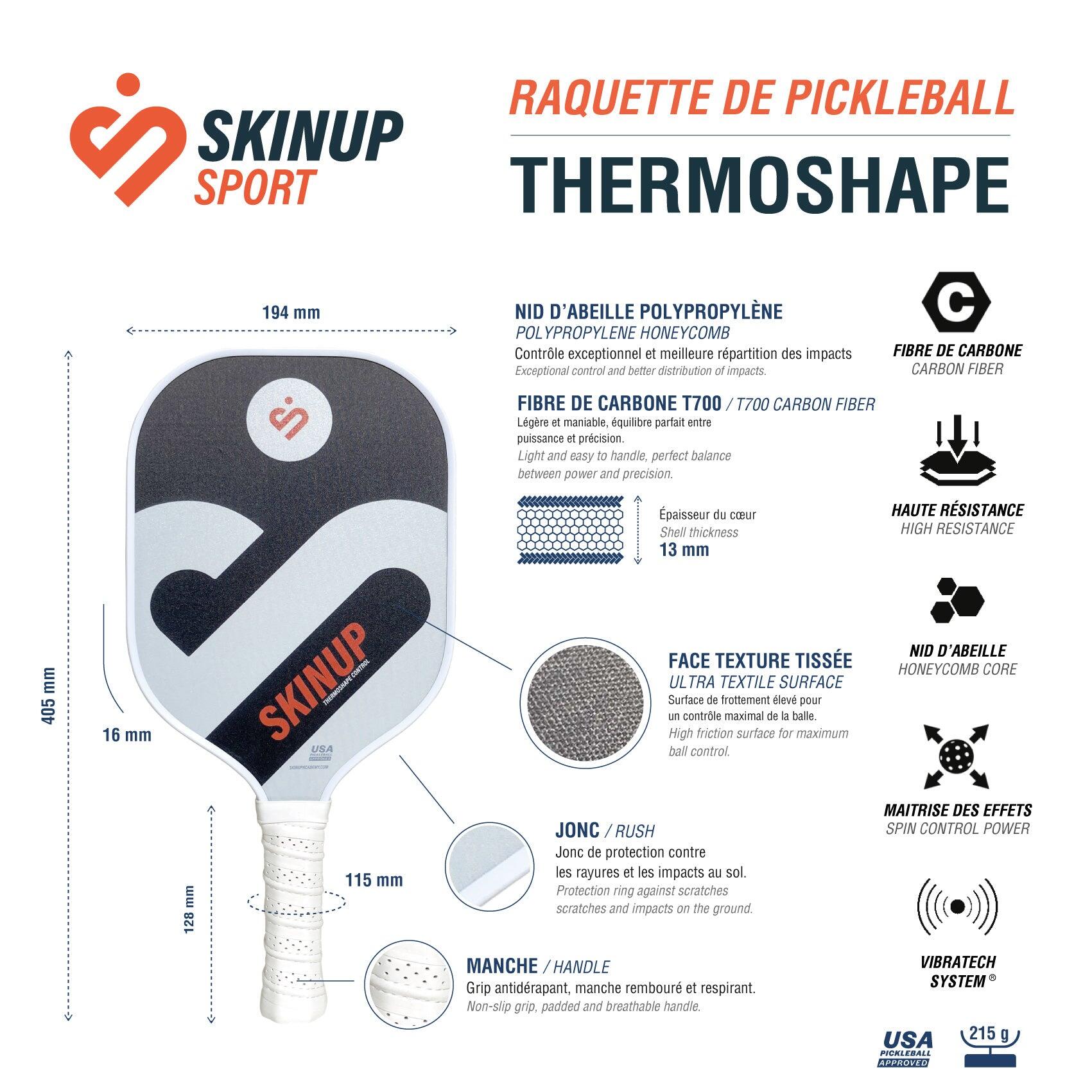 Pala de pickleball SKINUP Sport Thermoshape blanca 5/5