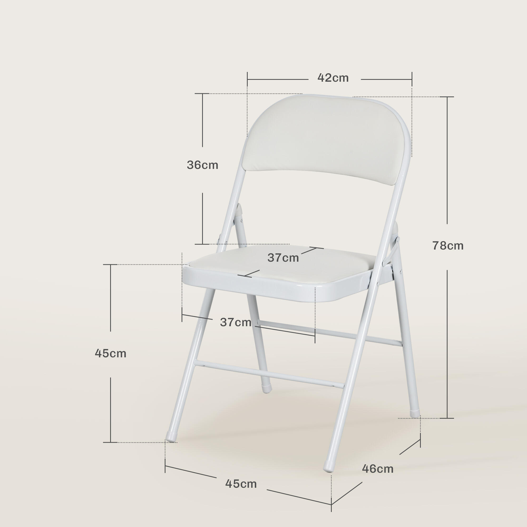 Sillas Plegables HOMCOM 45x46x78 cm Blanco 3/8