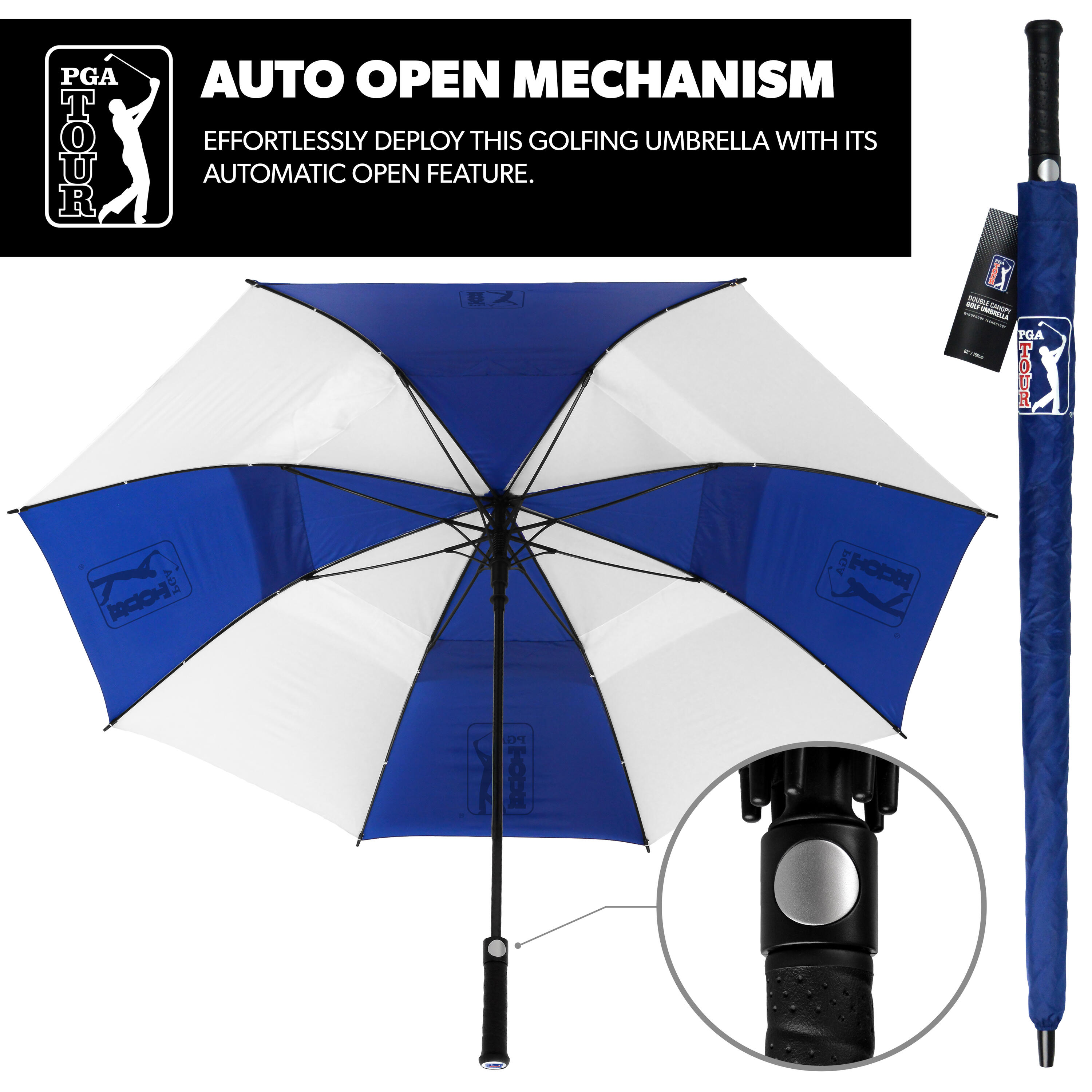 Golf Umbrella Windproof Blue 3/7