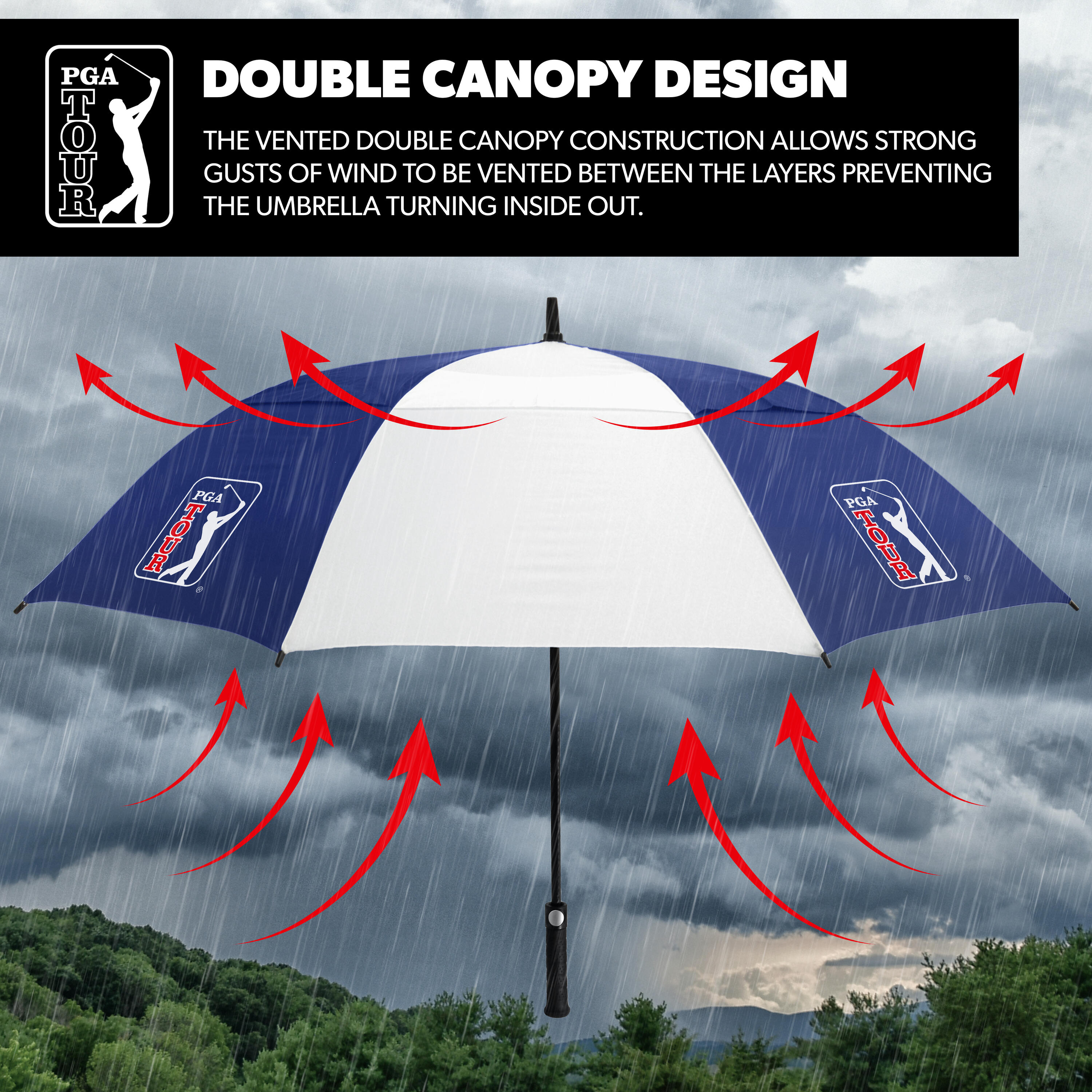 Golf Umbrella Windproof Blue 6/7