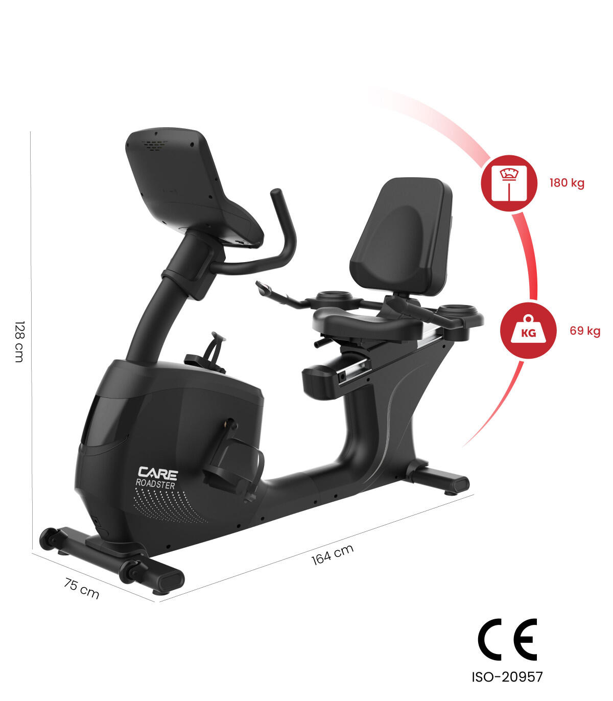 Halbliegefahrrad ROADSTER LED selbstversorgend - CARE - vernetzter Ergometer 2/7