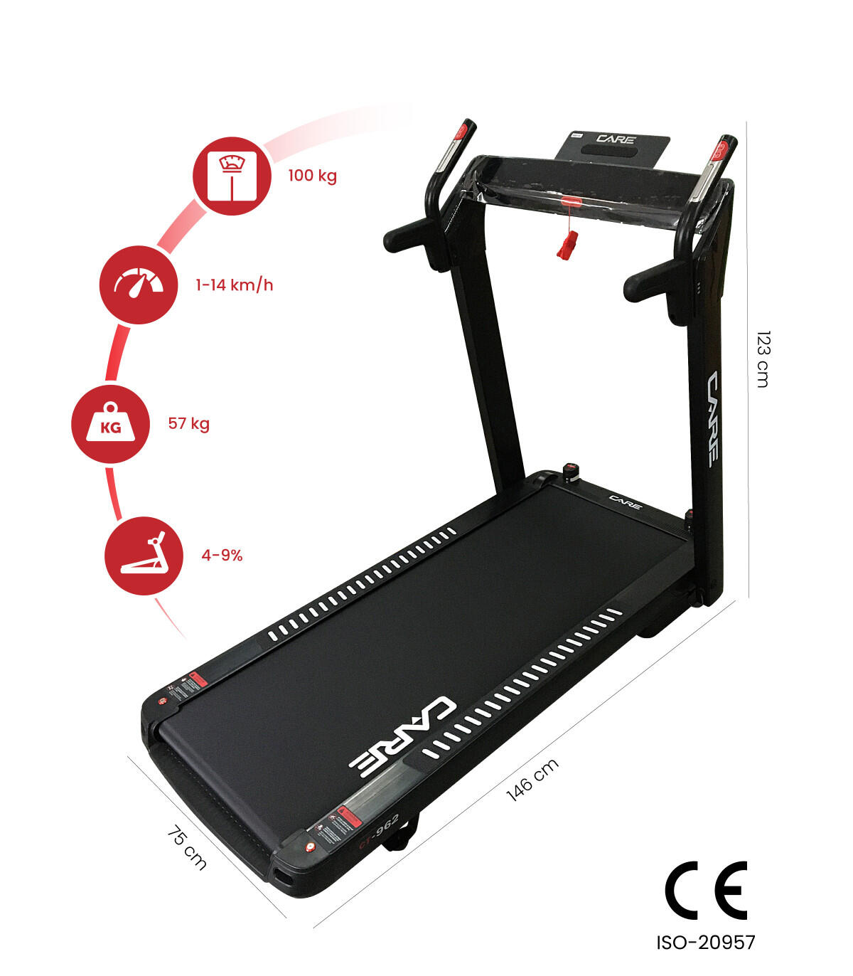 Tapis de course connecté - 14km/h - CARE - CT-962 - KINOMAP 2/7