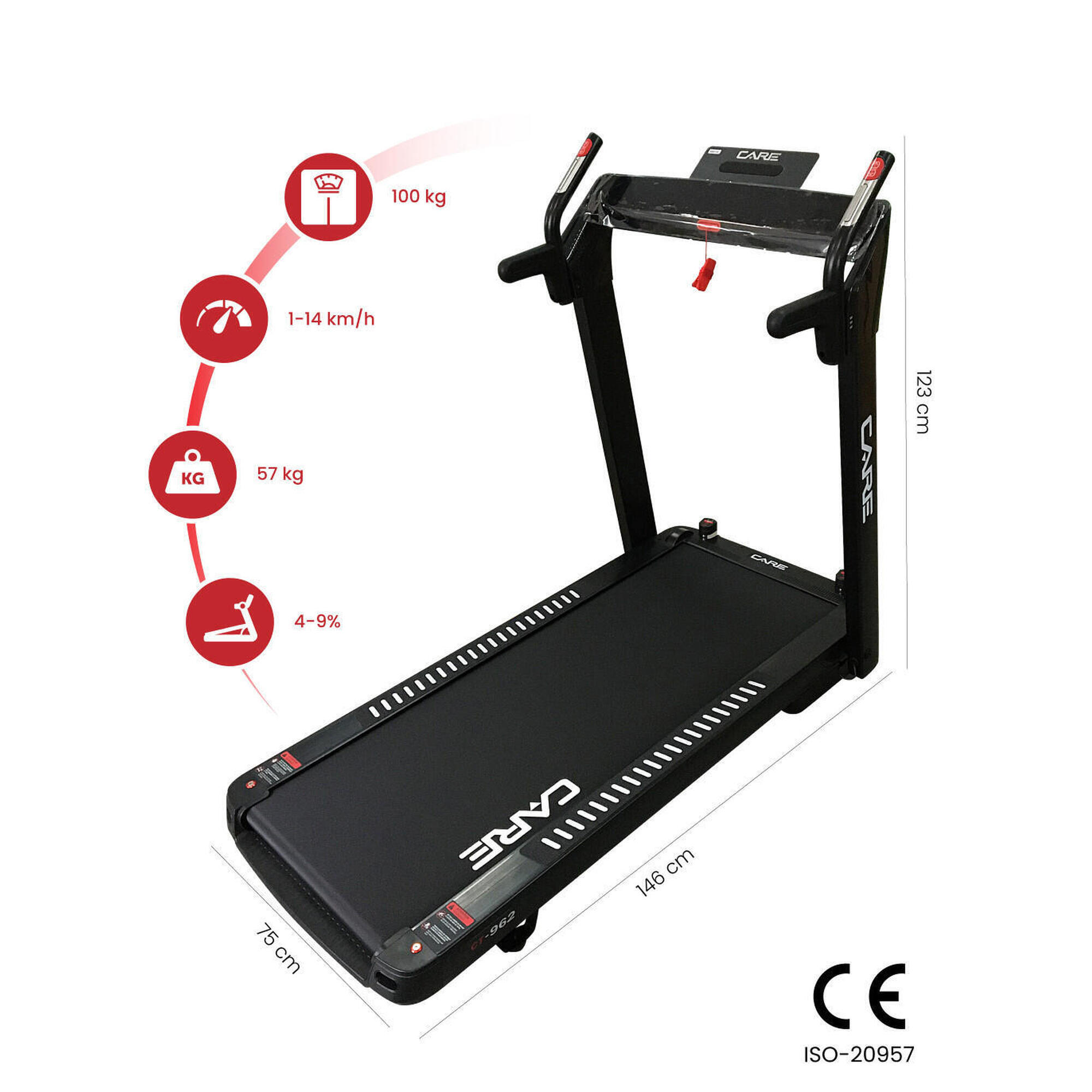 Care Fitness - Tapis De Course Connecté - 14km/h - Care - Ct-962 - Kinomap - Tapis De Course - Noir - Taille Unique - Decathlon