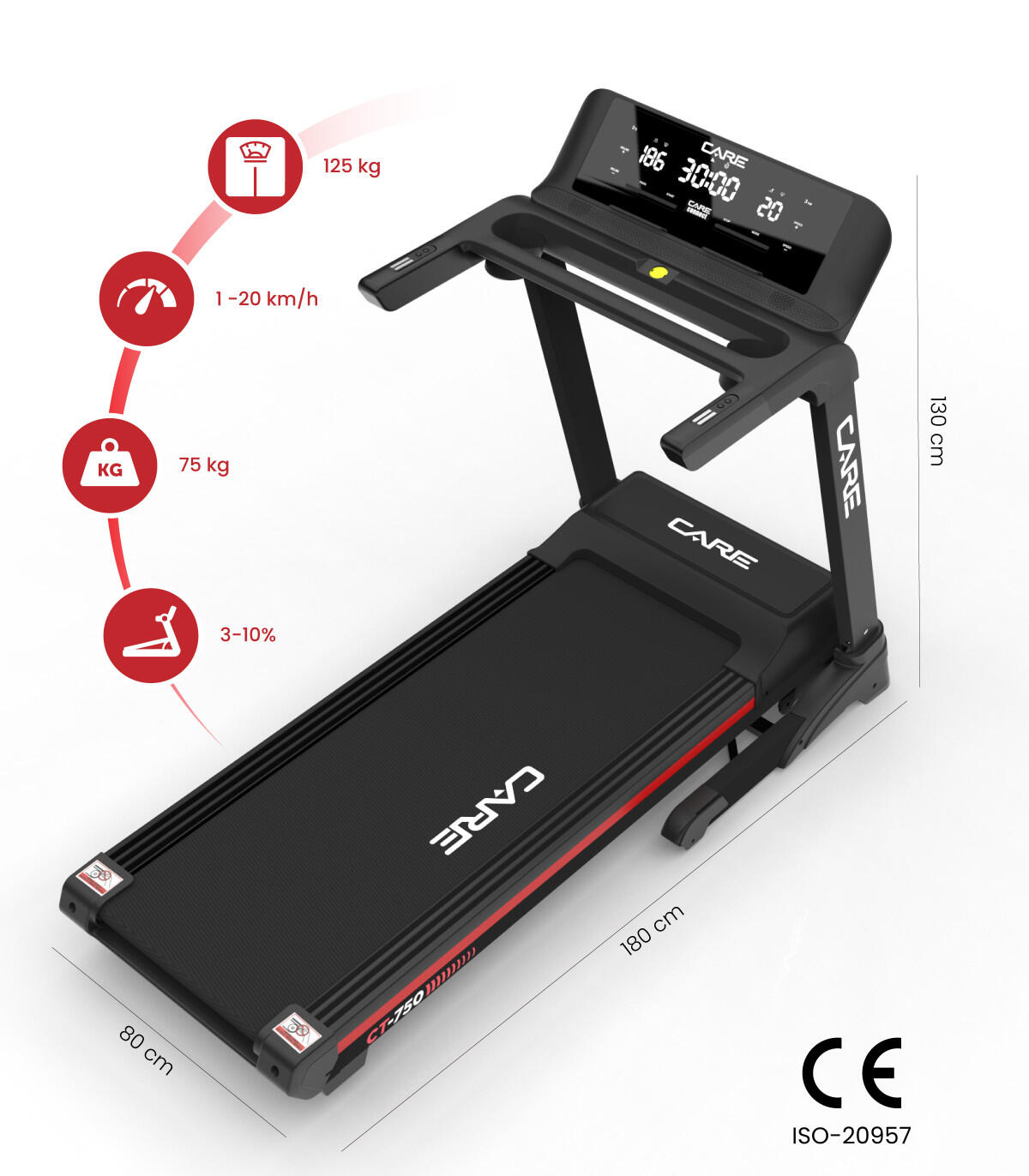 Tapis de course connecté - 20km/h - CARE - CT-750 - KINOMAP 2/5