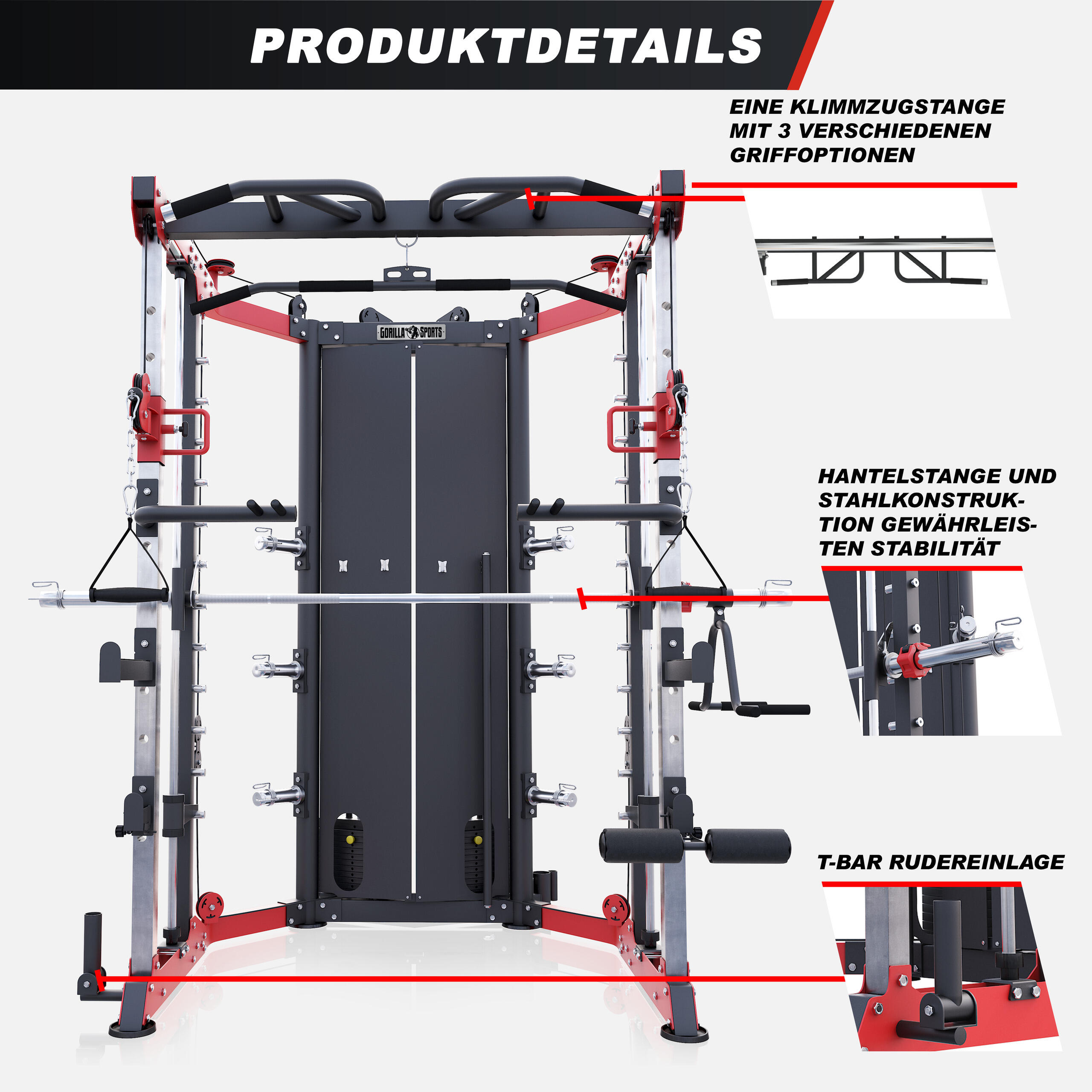 POWER RACK MULTIPOSTES CHARGES GUIDÉES | DIAM 50MM | MUSCULATION | SMITH MACHINE 3/7