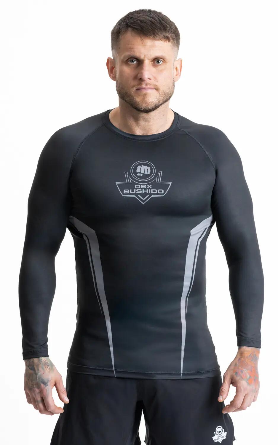 Rashguard szary długi rękaw logo DBX Bushido 2/7