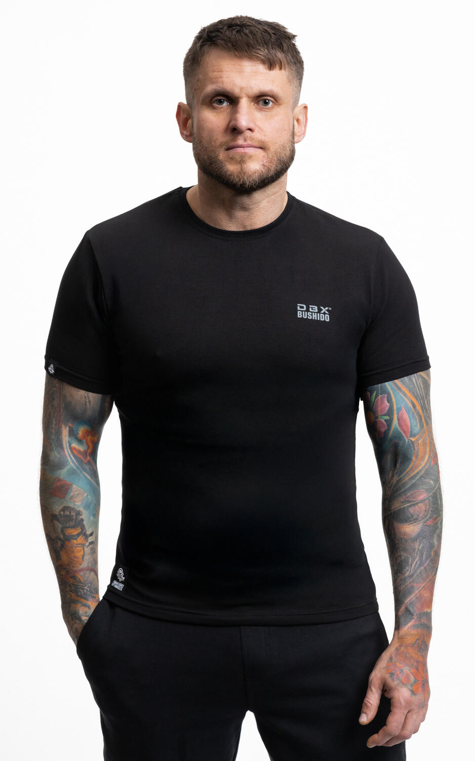 T-Shirt bawełniany Premium z małym szarym logo DBX Bushido 2/7