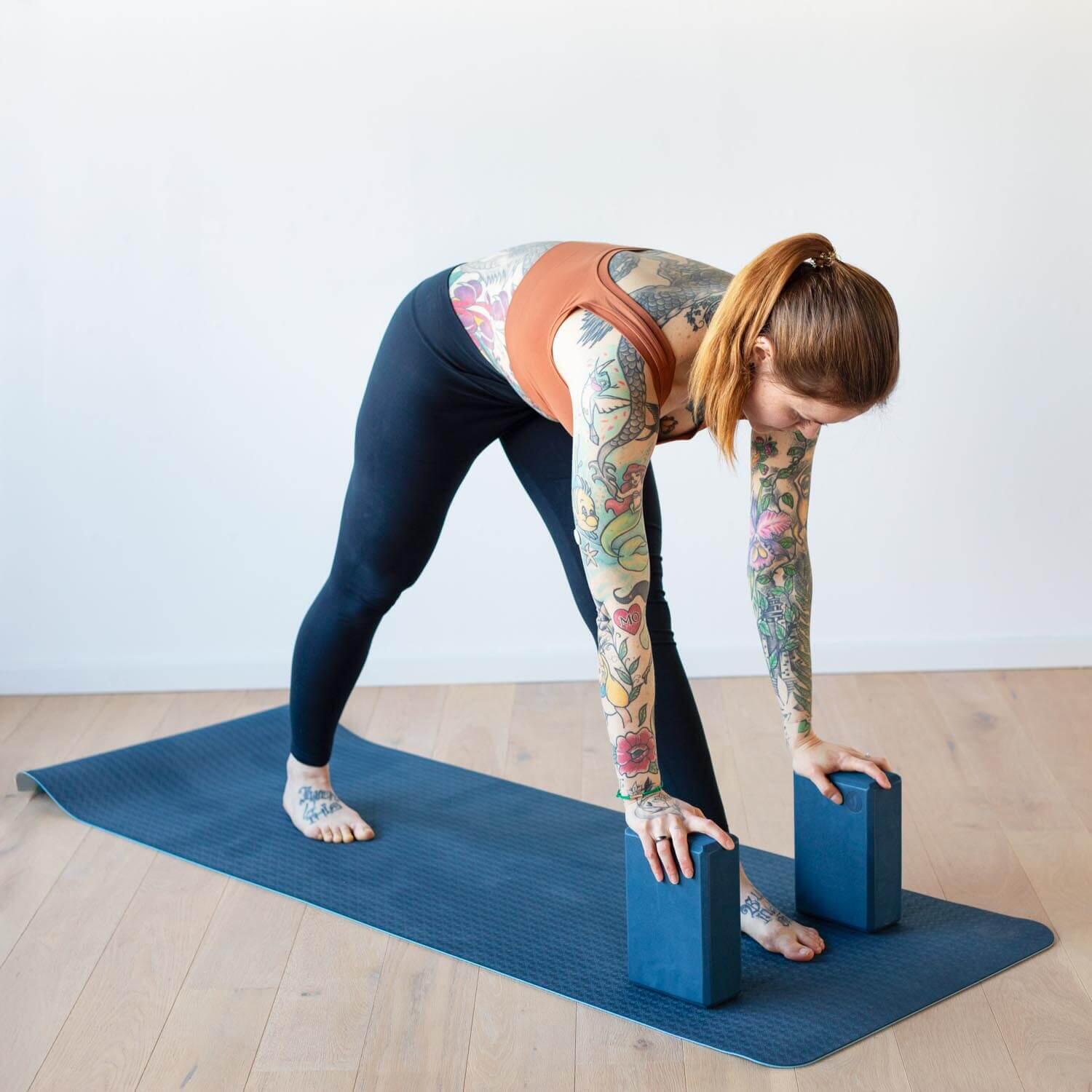 Set Bodhi Yoga Flow: tappetino, due blocchi, tracolla, borsa - Blu navy 6/7