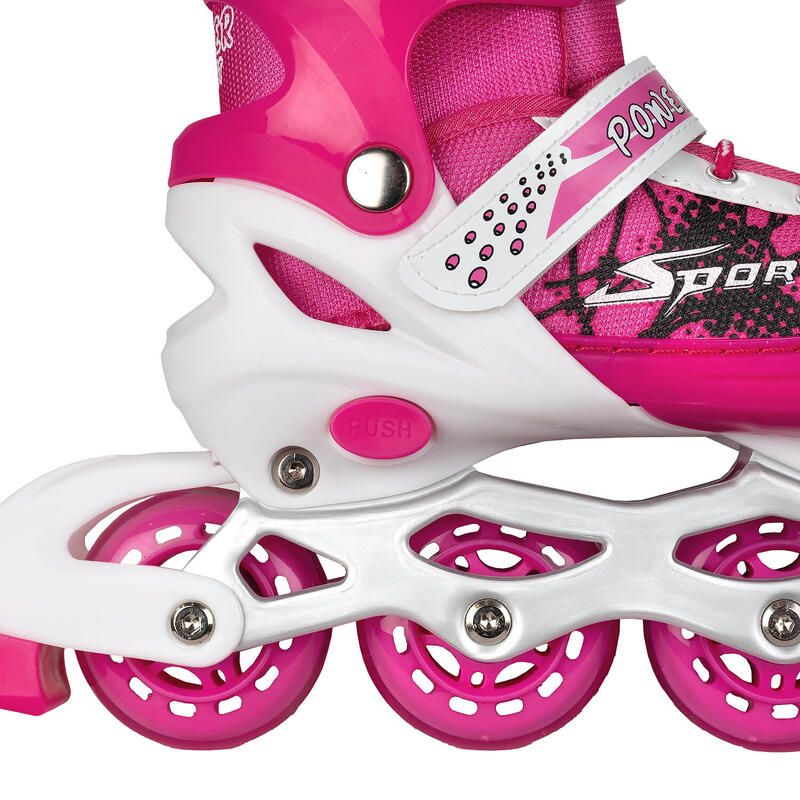 Role reglabile Power Sport, roti luminoase silicon, sina aluminiu, S(31-34), roz