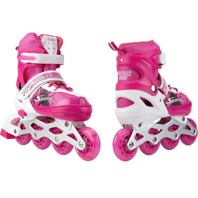 Role reglabile Power Sport, roti luminoase silicon, sina aluminiu, S(31-34), roz