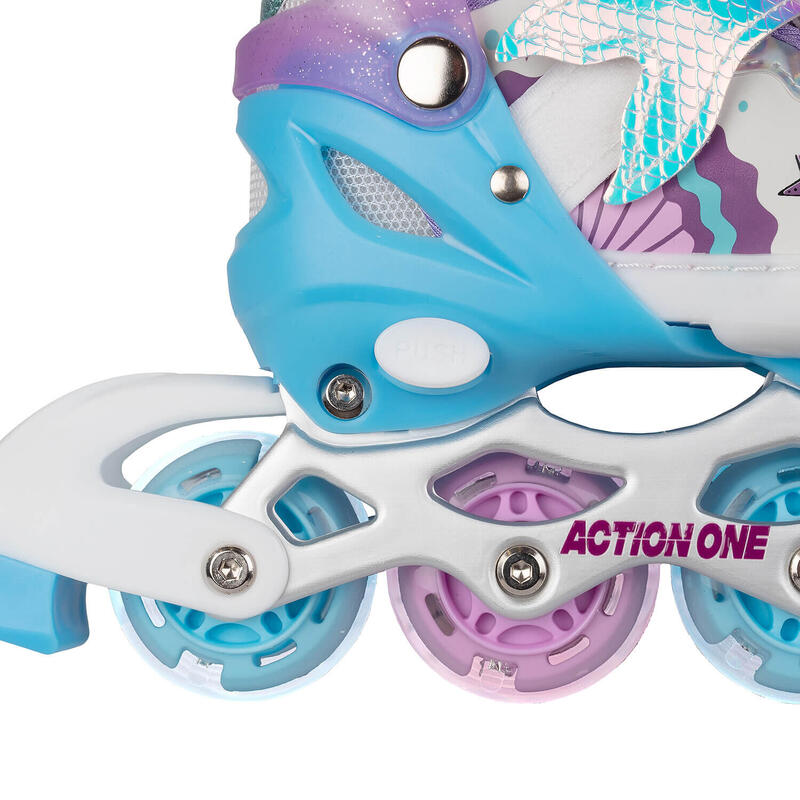 Role reglabile Little Mermaid, roti luminoase, sina aluminiu, S (31-34), purple