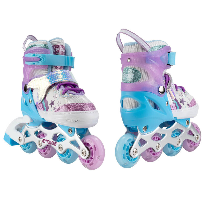 Role reglabile Little Mermaid, roti luminoase, sina aluminiu, S (31-34), purple