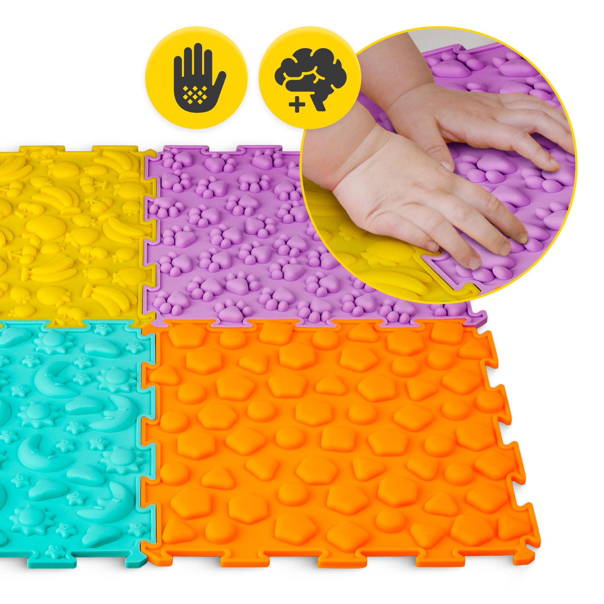 Sensorik-Puzzle-Matte 4er Set 24x24x1 cm Massage Kinder Barfußpfad 4FIZJO 6/7