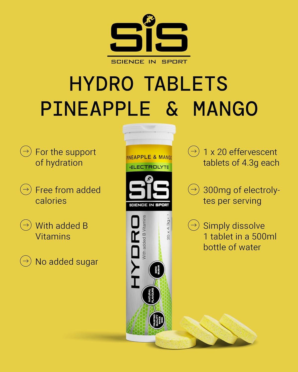 SCIENCE IN SPORT Hydro Tabs + Electrolytes - Pineapple & Mango - 20 Tablets