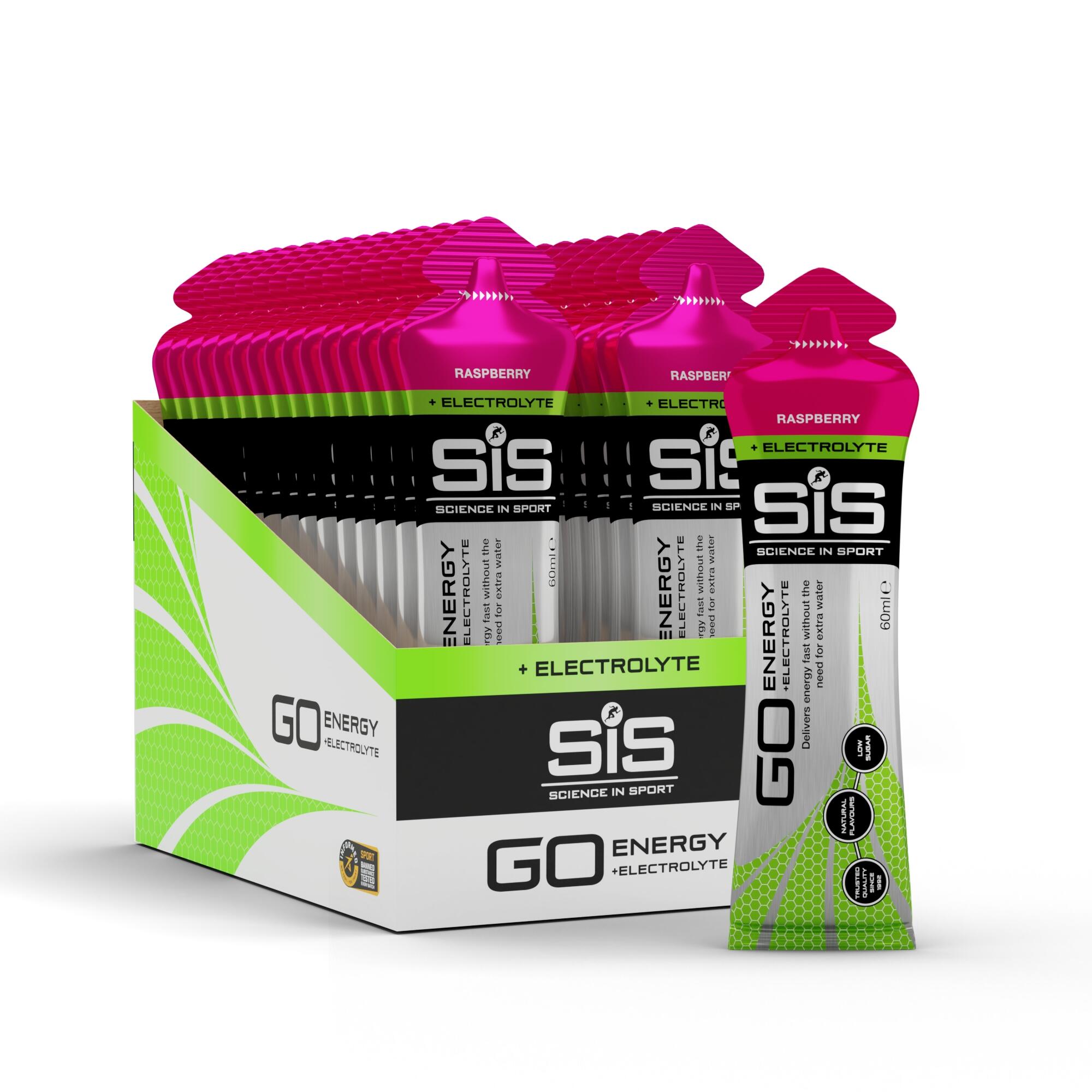 SCIENCE IN SPORT SIS Gels Go Energy +Electrolyte  - Raspberry - 1,8 kg (30 gels)