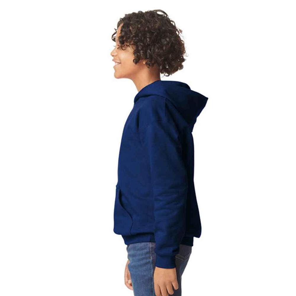 Felpa Con CappuccioPile Bambini Gildan Softstyle Blu Navy 3/3