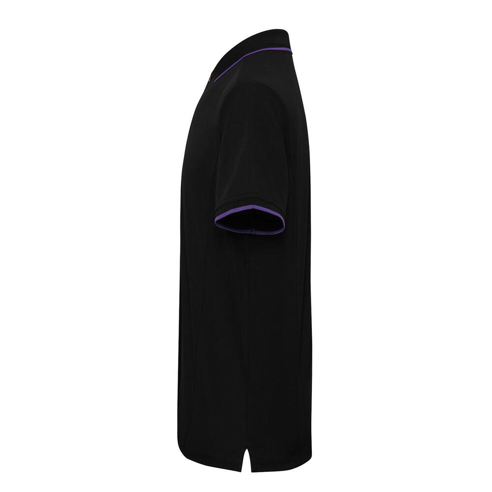 Polo Diseño Contraste de Coolchecker para Hombre Negro, Morado 3/4