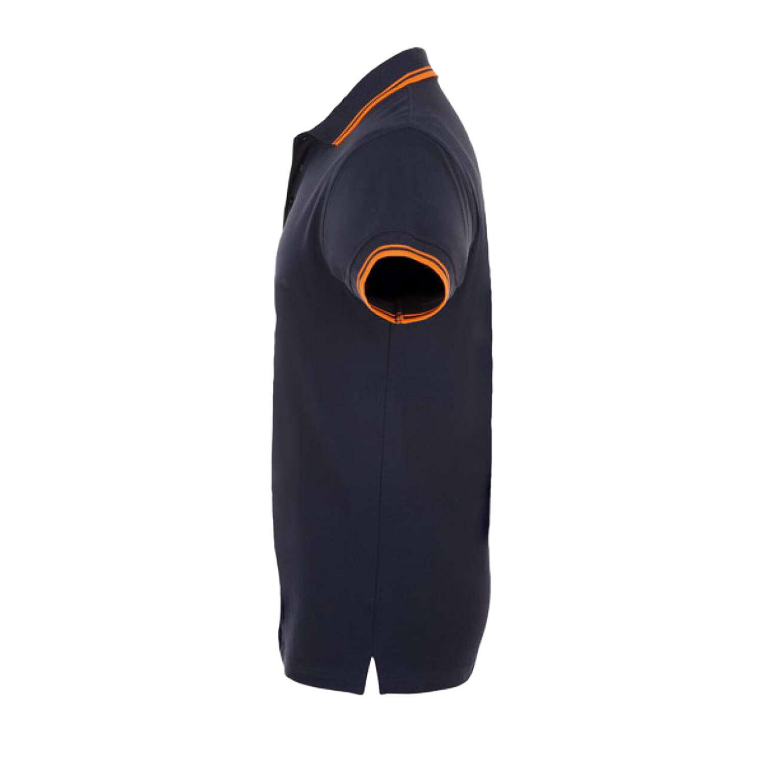 Polo PASADENA Homme (Bleu Marine Français / Orange Néon) 3/4