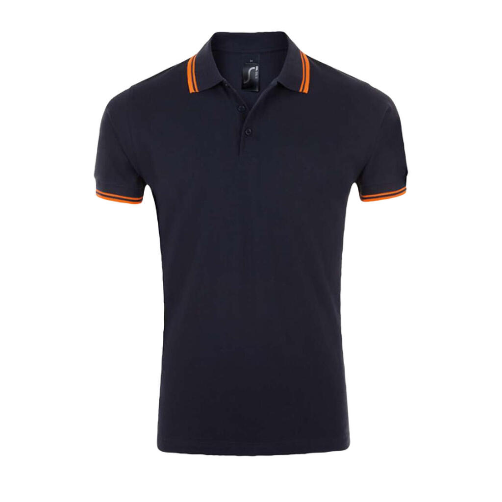 Mens Pasadena Polo Shirt (French Navy/Neon Orange)