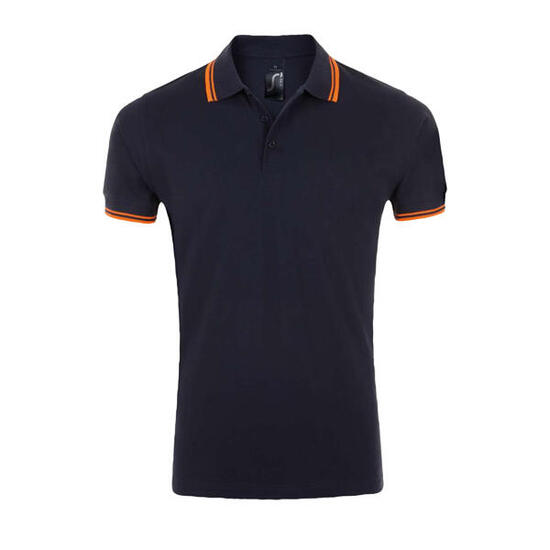 Polo PASADENA Homme (Bleu Marine Français / Orange Néon)