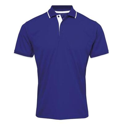 Herencontrast coolchecker polo shirt (koningsblauw/wit)