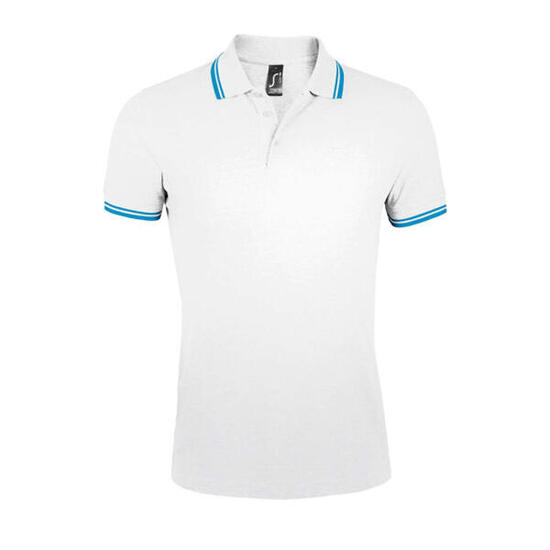 Polo PASADENA Homme (Blanc / Turquoise Pâle)