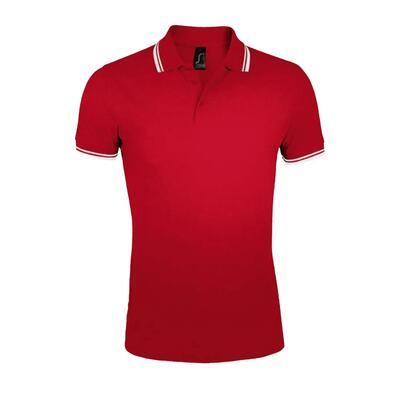 Heren pasadena poloshirt (rood/wit)