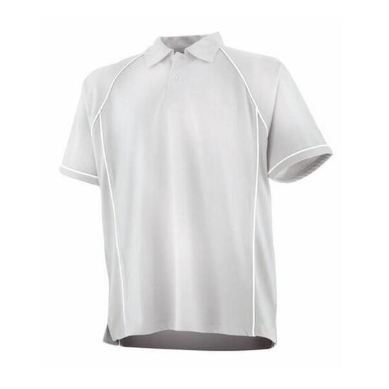 Polo Motif/style Passepoil Contrasté Homme (Blanc)