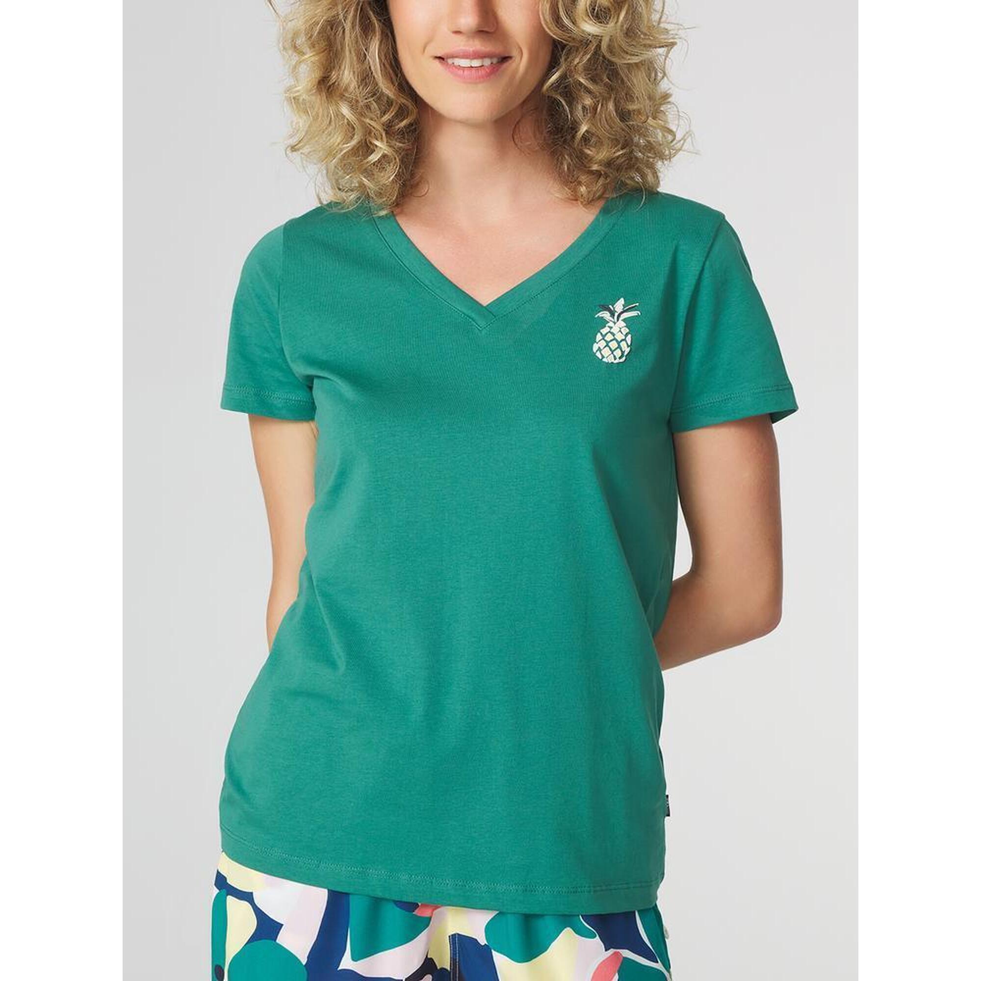 Tbs - T-shirt Femme Kessytee 1973 Col V Manches Courtes Coton Vert - T-shirt Manches Courtes - Vert - Decathlon