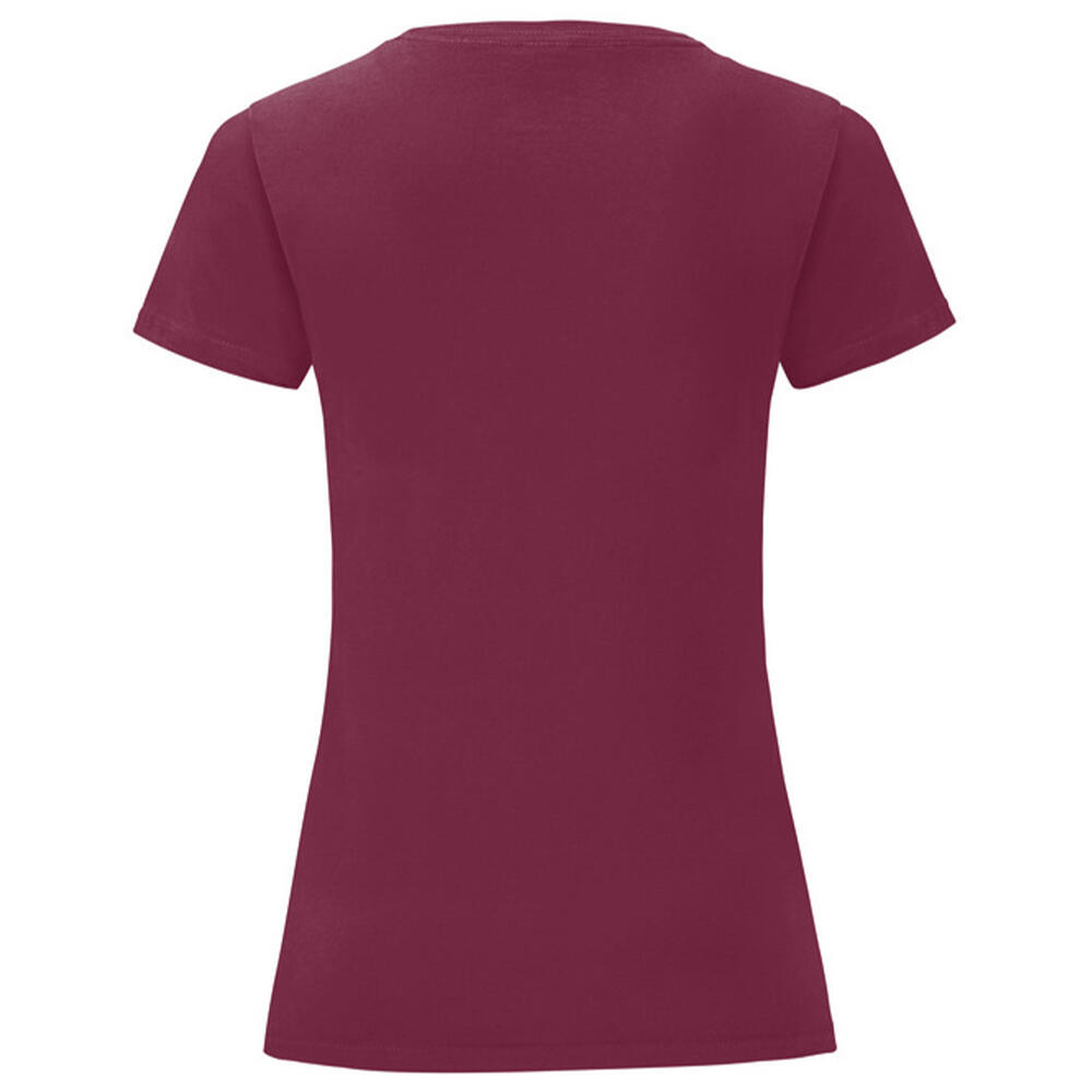 Camiseta Iconic de Algodón Cepillado para Mujer Burdeos 2/3