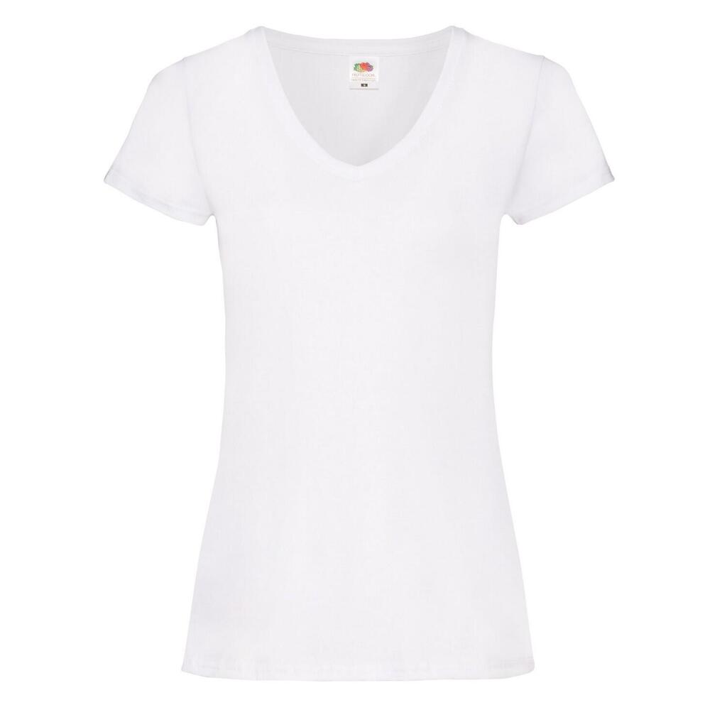 Womens/Ladies Valueweight Plain V Neck TShirt (White)