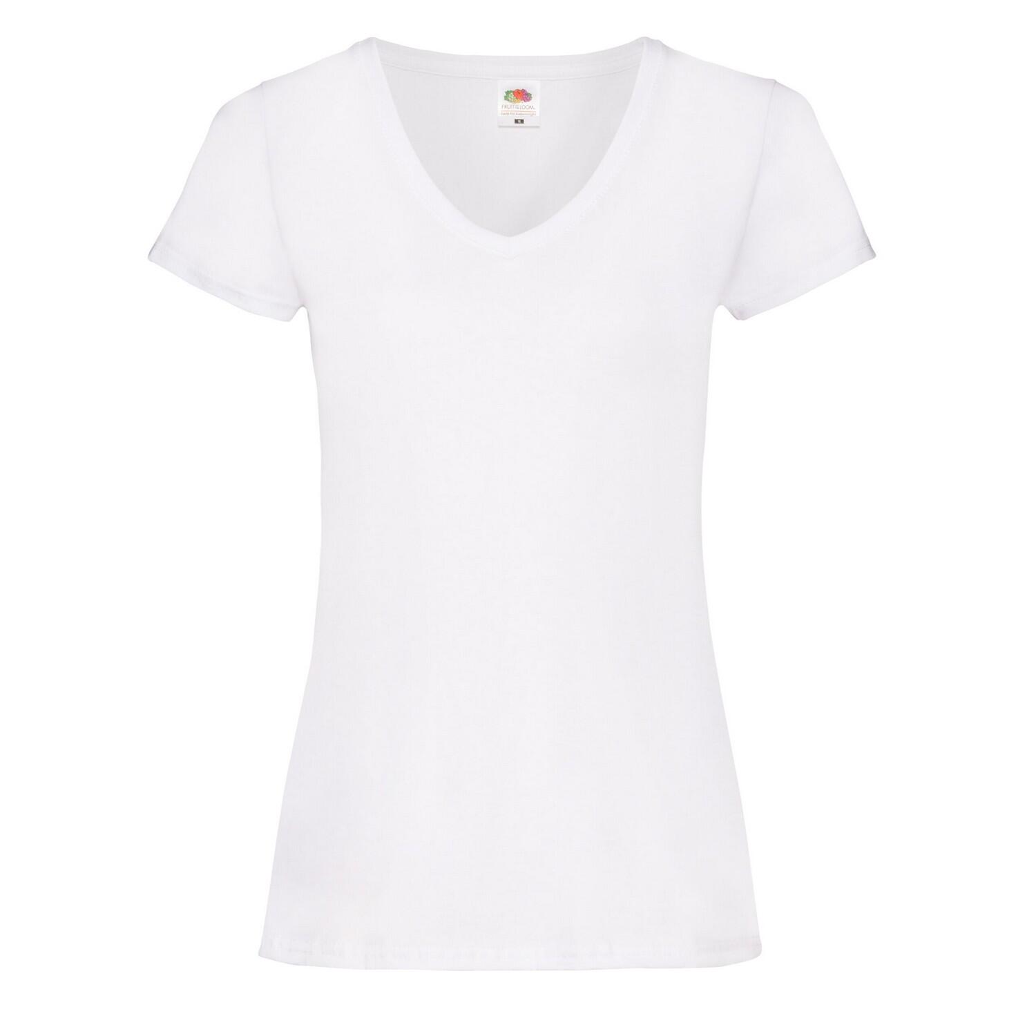 Tricou Drumeții În Natură Fruit Of The Loom Valueweight V Neck Simplu Femei