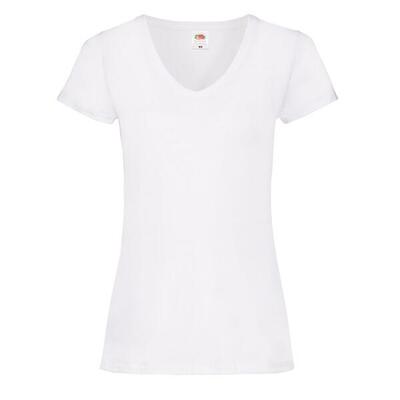 Dames valueweight effen v hals tshirt (wit)