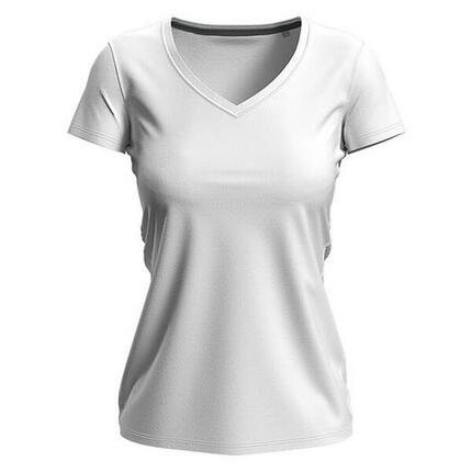 Dames Stretch V Hals Tshirt (Leisteen Grijs Effen)