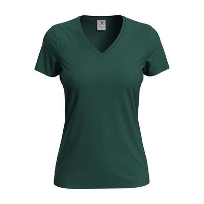 Dames klassiek v hals tshirt (fles groen)