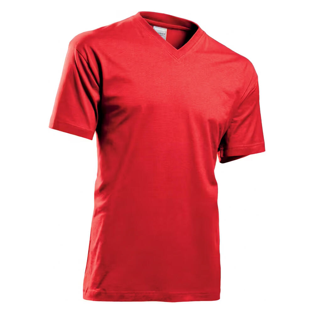 T-Shirt clássica com decote em V unissexo para adultos (Vermelho Escarlate) 2/2